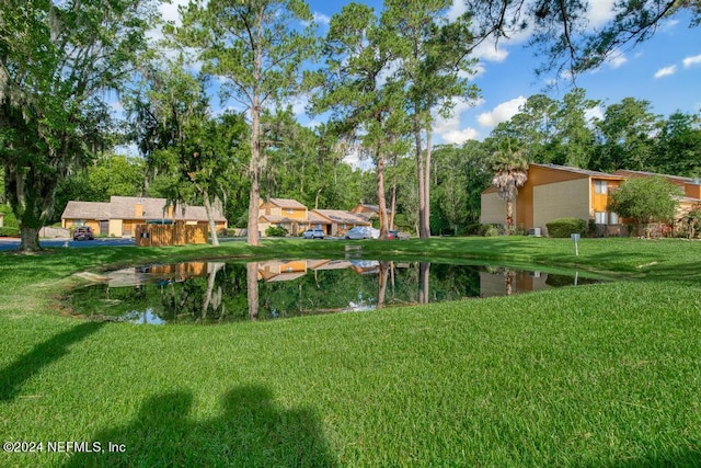 view of yard with a water view