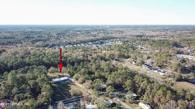 drone / aerial view with a forest view