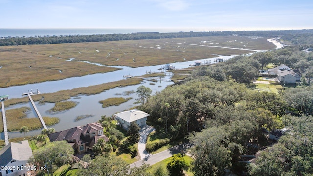 bird's eye view featuring a water view