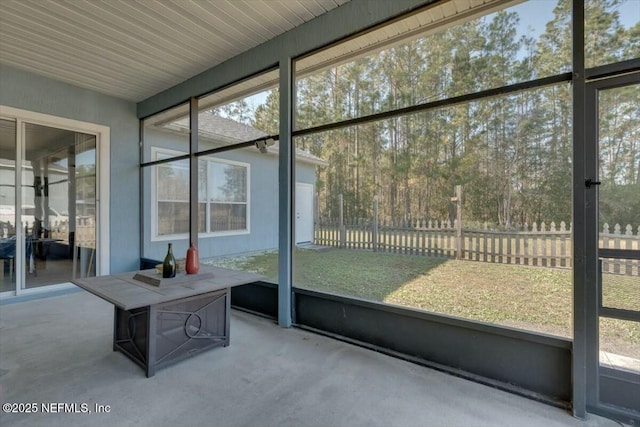 view of unfurnished sunroom