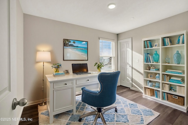 office featuring dark wood-type flooring