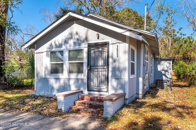 view of front of home featuring central air condition unit