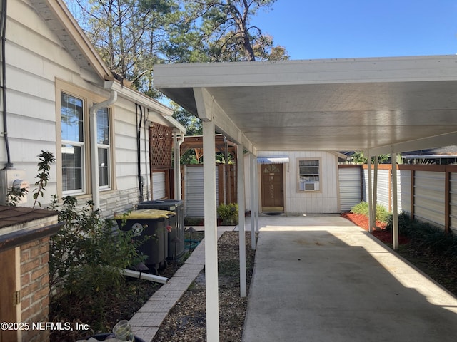 view of patio / terrace featuring an outbuilding