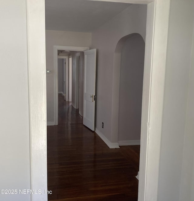 corridor featuring dark hardwood / wood-style floors