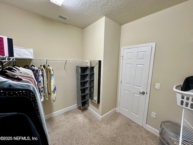 spacious closet with light colored carpet