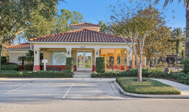 view of front facade featuring french doors