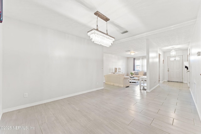 interior space with a notable chandelier