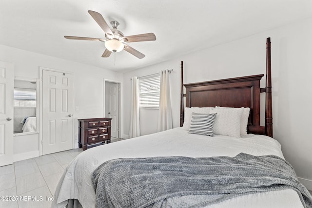 bedroom featuring ceiling fan