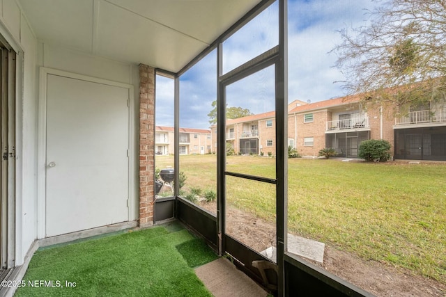 view of unfurnished sunroom