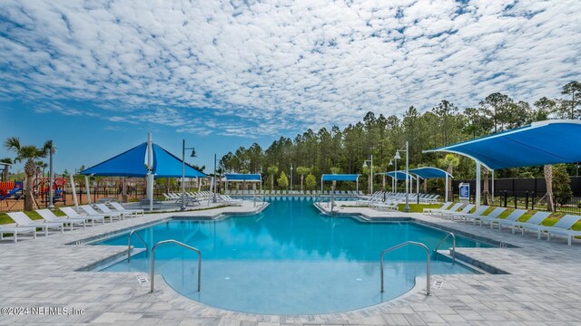 view of pool featuring a patio area