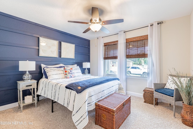 bedroom with carpet and ceiling fan