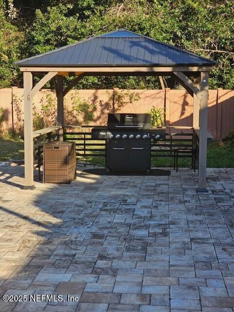 view of patio / terrace featuring a gazebo