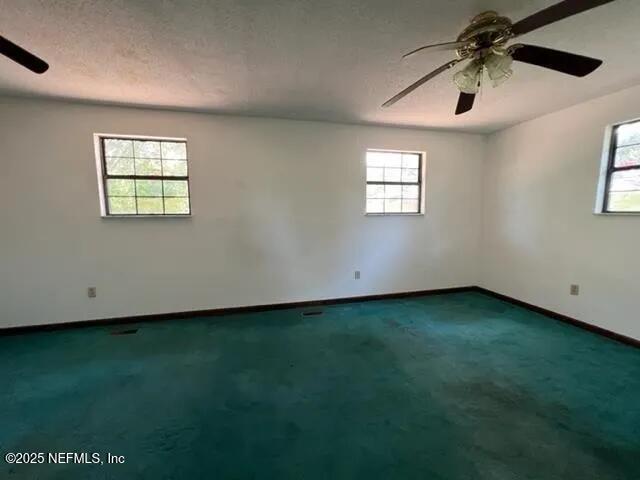 empty room featuring carpet floors and a textured ceiling