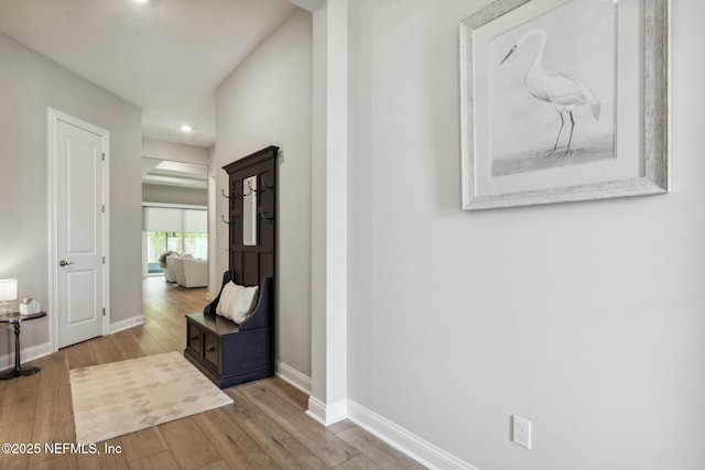 hall featuring light wood-type flooring