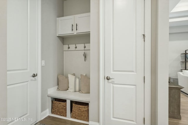 mudroom featuring light hardwood / wood-style floors