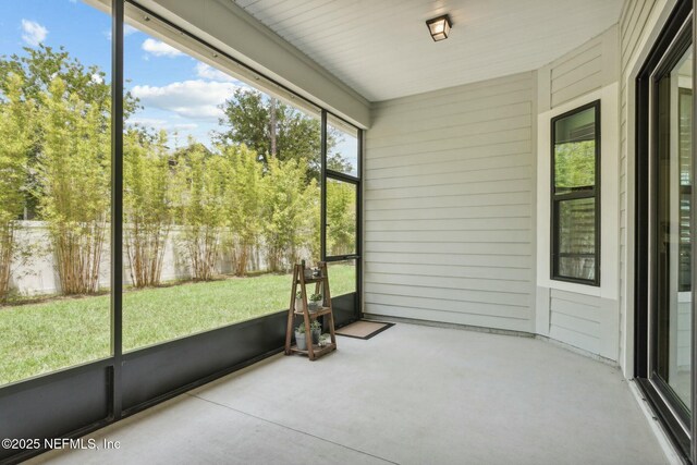 view of unfurnished sunroom