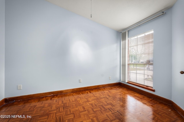 empty room with parquet floors