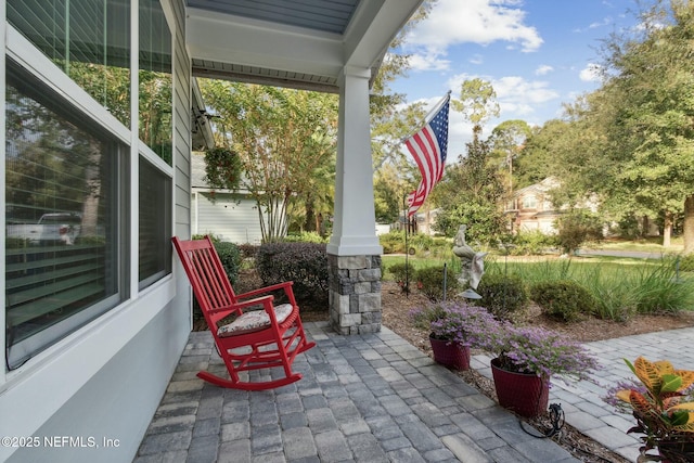 view of patio featuring covered porch