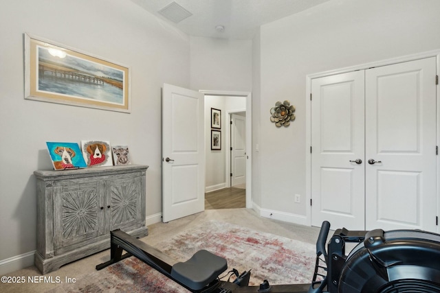 sitting room featuring carpet flooring