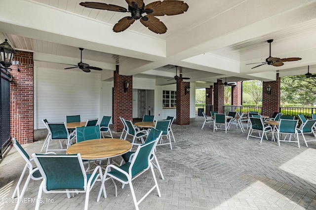 view of patio with ceiling fan