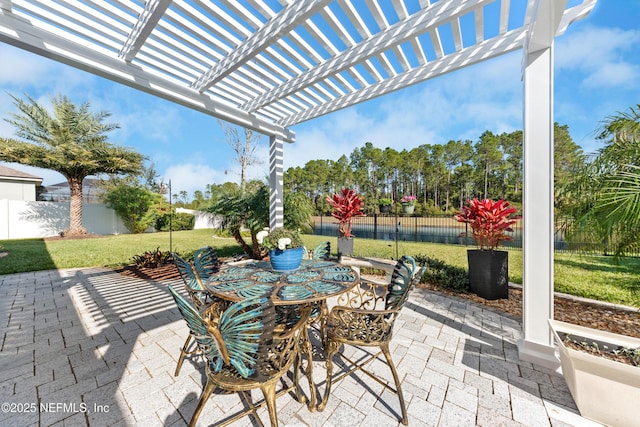 view of patio / terrace featuring a pergola