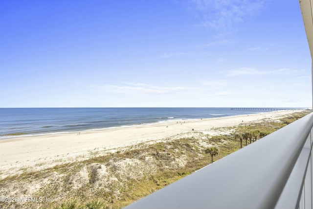 view of water feature with a view of the beach