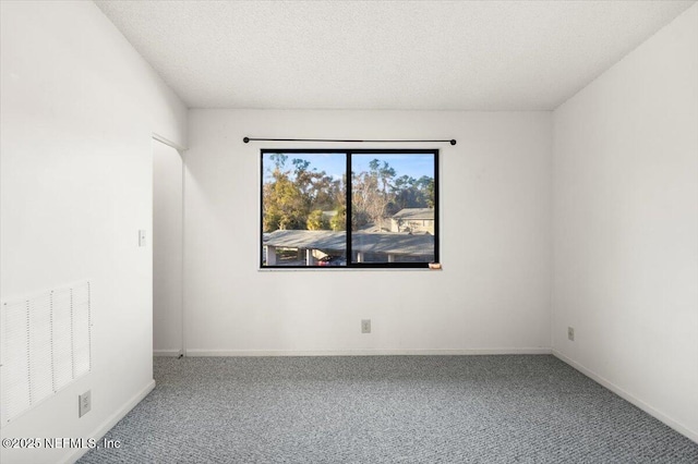 spare room with carpet flooring and a textured ceiling