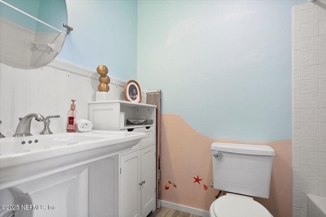 bathroom with toilet and shower / washtub combination