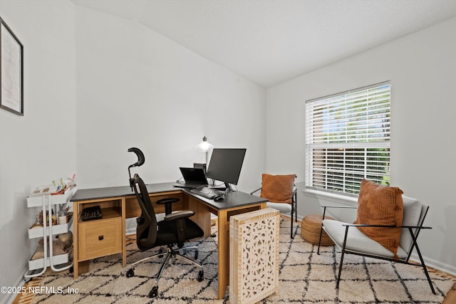 office with vaulted ceiling