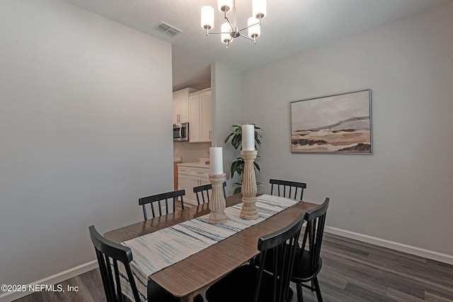 dining room with a chandelier and dark hardwood / wood-style floors