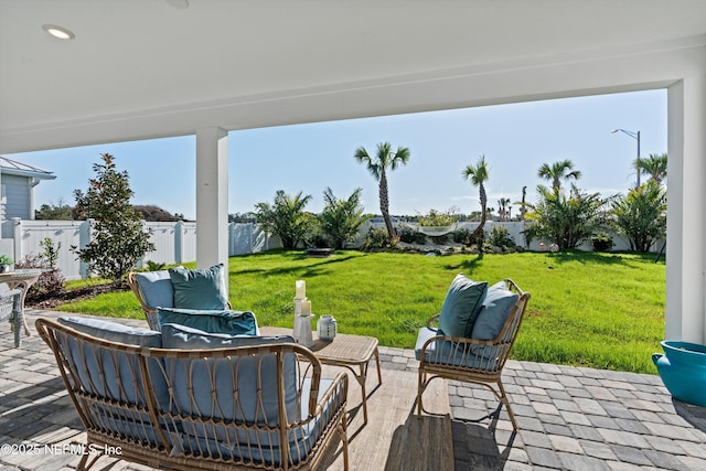 view of patio with outdoor lounge area