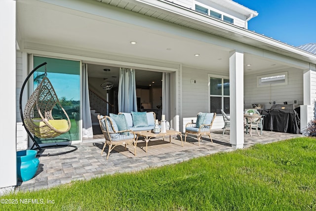 view of patio / terrace featuring grilling area and an outdoor living space