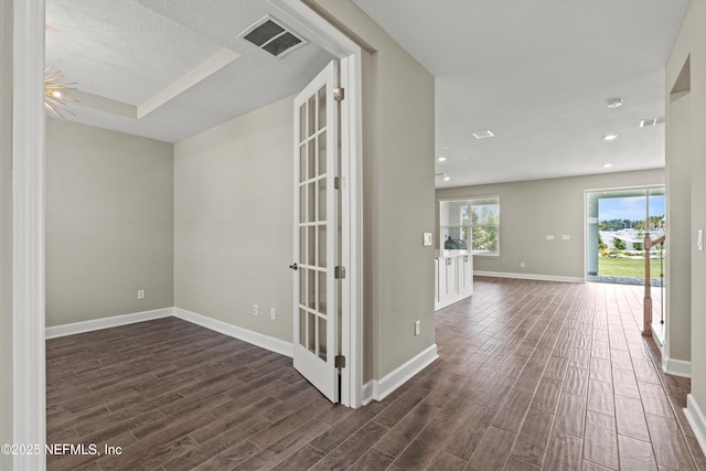 321 Marquesa Cir, Saint Johns, FL 32259 - hallway with dark wood-type flooring, baseboards, recessed lighting, and french doors