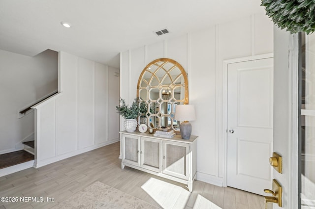 interior space featuring light wood-type flooring