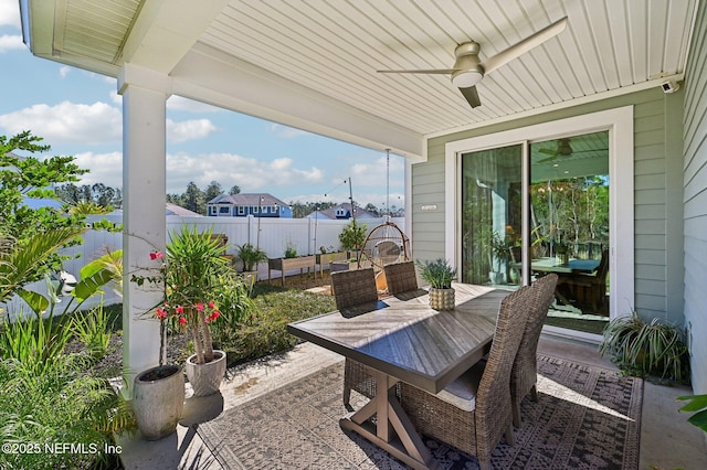 view of patio / terrace featuring ceiling fan