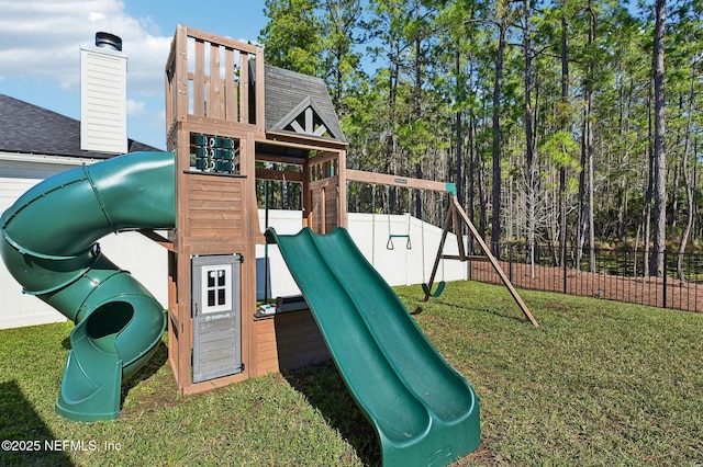 view of playground featuring a yard