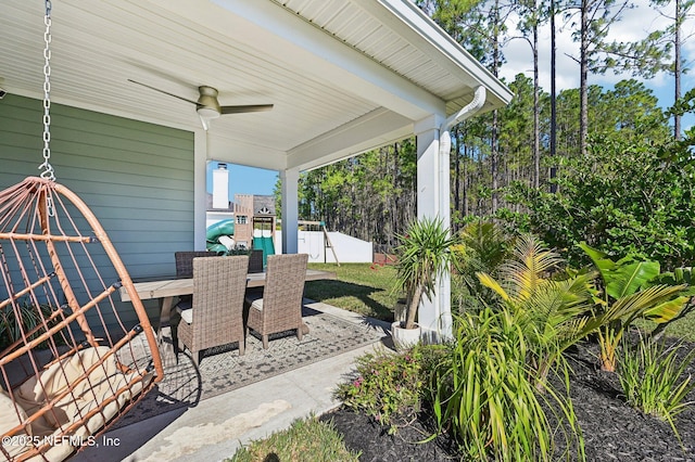 view of patio / terrace featuring ceiling fan