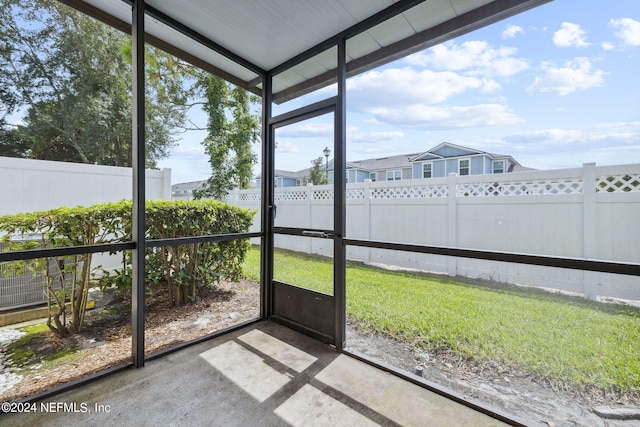 view of unfurnished sunroom