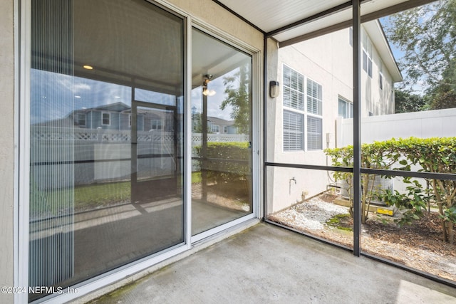 view of unfurnished sunroom