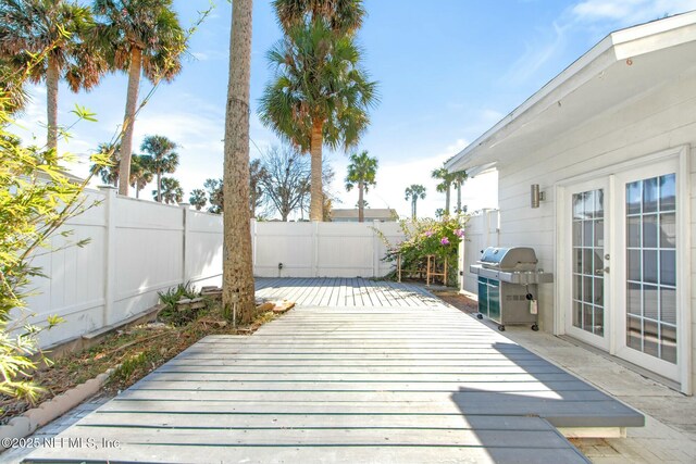 exterior space featuring french doors and grilling area