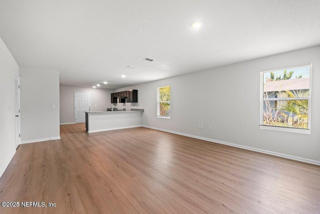 unfurnished living room featuring light hardwood / wood-style floors