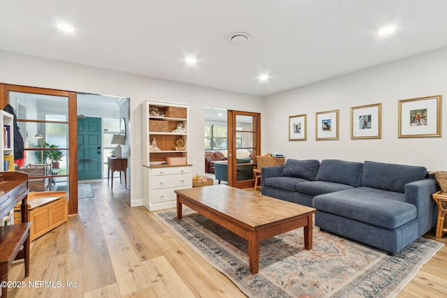 living room with light wood-type flooring