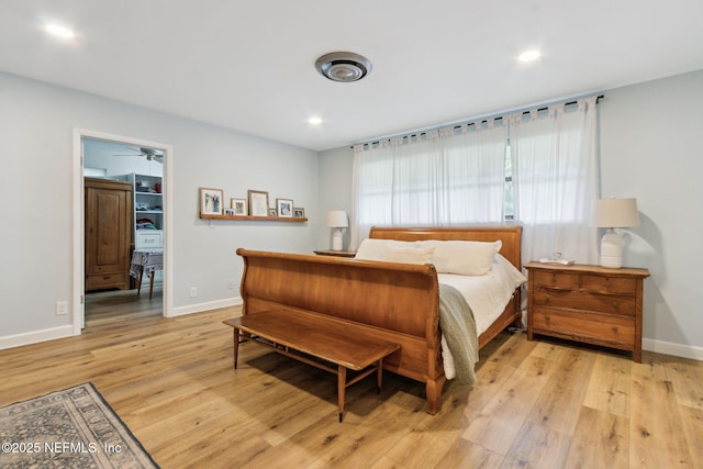 bedroom with light hardwood / wood-style flooring