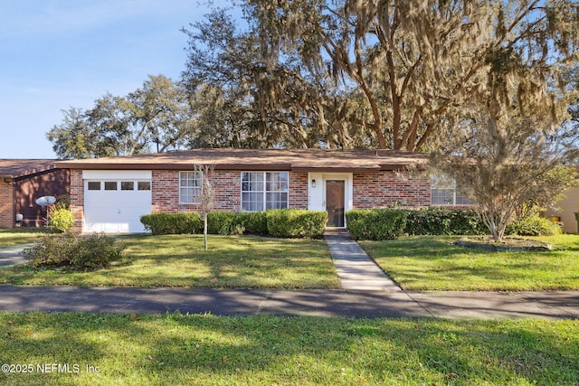 ranch-style house with a front lawn and a garage