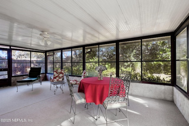 sunroom / solarium featuring a wealth of natural light and ceiling fan