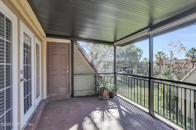 view of unfurnished sunroom