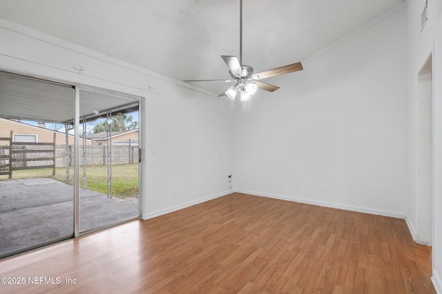 unfurnished room featuring ceiling fan and light hardwood / wood-style floors