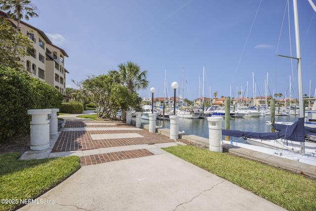 dock area featuring a water view