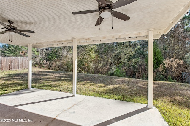 view of patio with ceiling fan