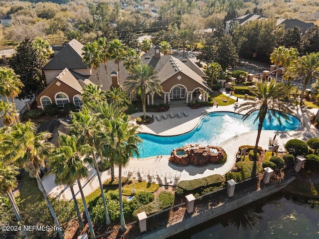 view of swimming pool with a patio area